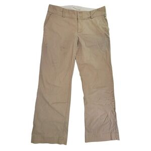 Banana Republic Women's Khaki Herringbone Wide Leg Crop Pants Size 12